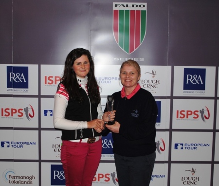 Olivia Mehaffey (left) with Lynn McCool, Director of Golf at Lough Erne Resort.